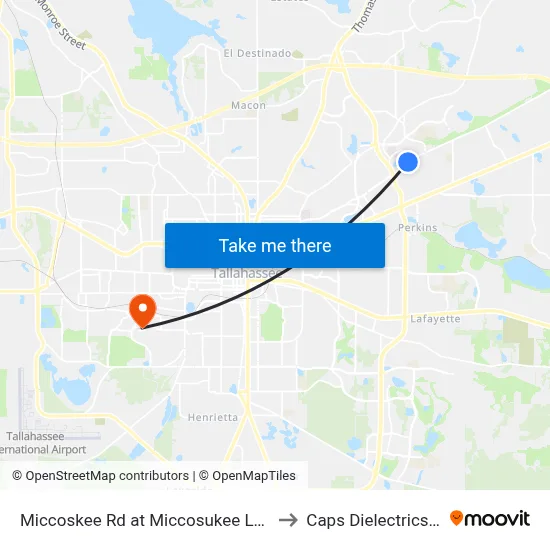 Miccoskee Rd at Miccosukee Loop Eb to Caps Dielectrics Lab map