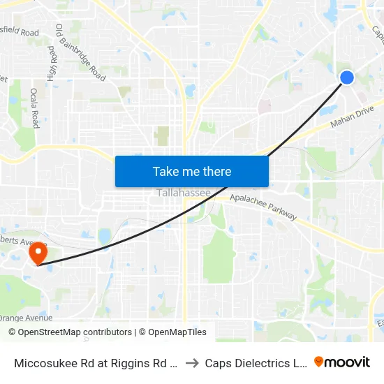 Miccosukee Rd at Riggins Rd Wb to Caps Dielectrics Lab map