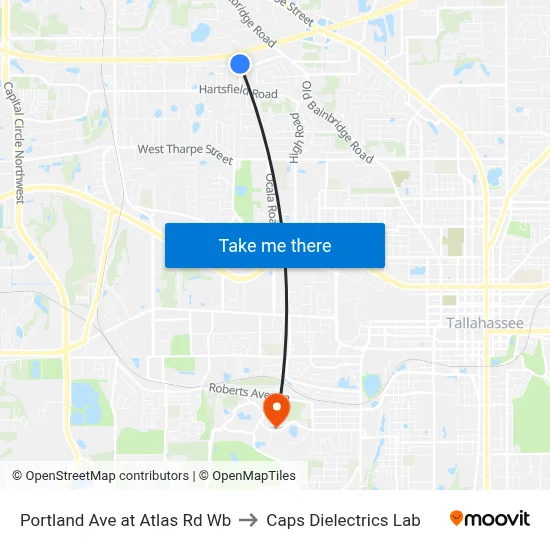Portland Ave at Atlas Rd Wb to Caps Dielectrics Lab map