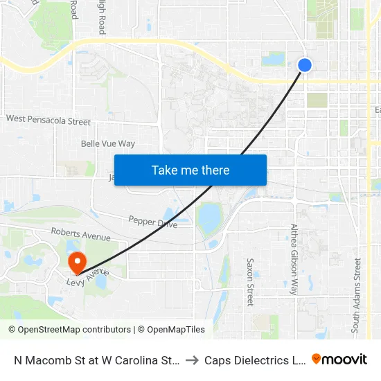 N Macomb St at W Carolina St Sb to Caps Dielectrics Lab map