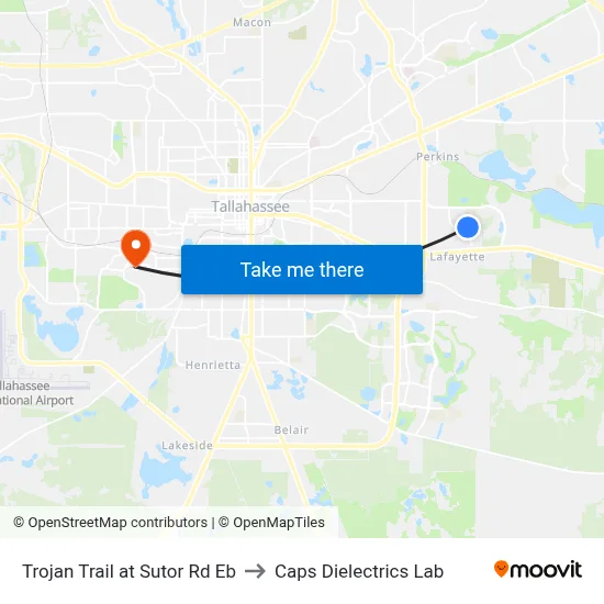 Trojan Trail at Sutor Rd Eb to Caps Dielectrics Lab map