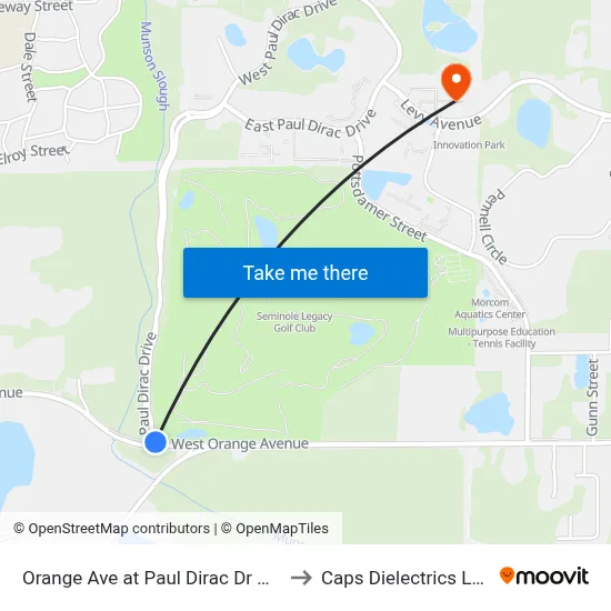 Orange Ave at Paul Dirac Dr Wb to Caps Dielectrics Lab map
