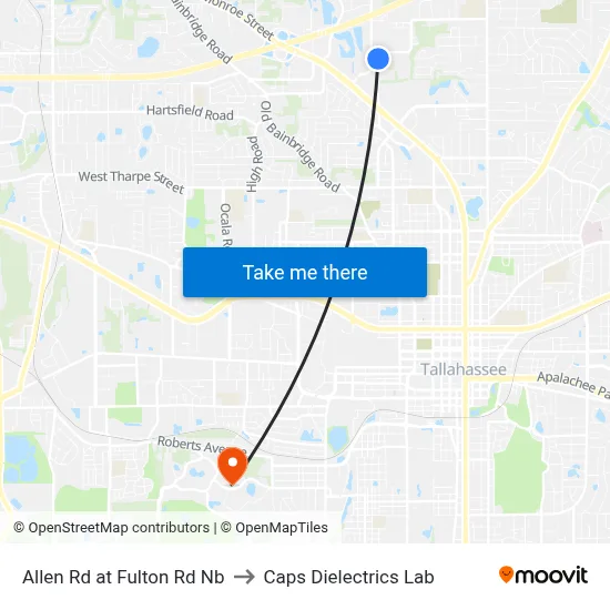 Allen Rd at Fulton Rd Nb to Caps Dielectrics Lab map