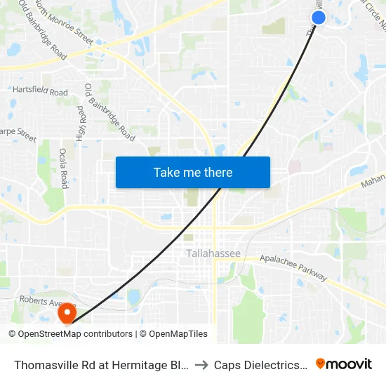 Thomasville Rd at Hermitage Blvd Nb to Caps Dielectrics Lab map