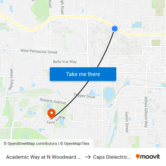 Academic Way at N Woodward Ave Wb to Caps Dielectrics Lab map