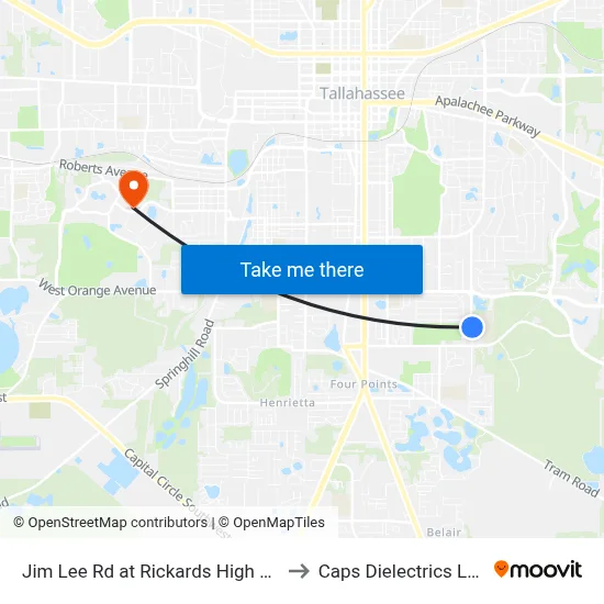 Jim Lee Rd at Rickards High Nb to Caps Dielectrics Lab map