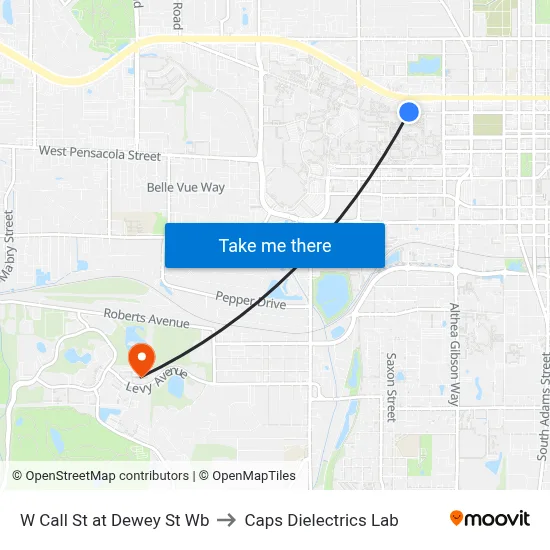 W Call St at Dewey St Wb to Caps Dielectrics Lab map