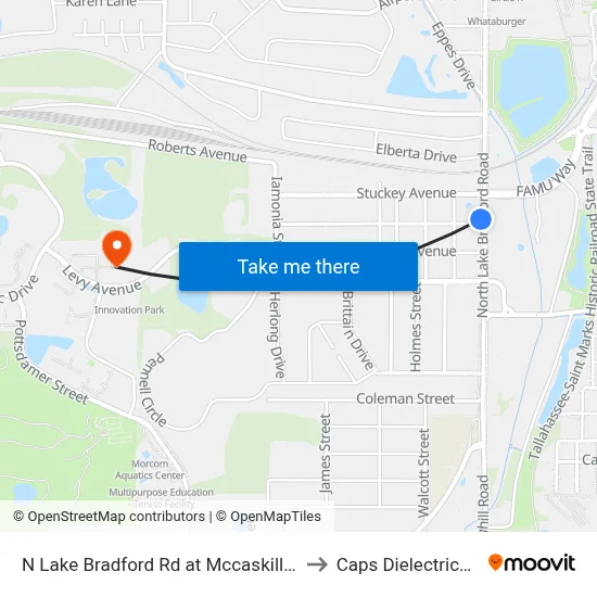 N Lake Bradford Rd at Mccaskill Ave Sb to Caps Dielectrics Lab map