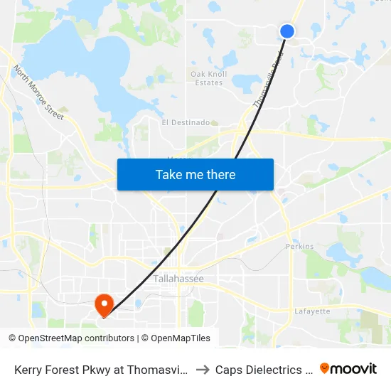Kerry Forest Pkwy at Thomasville Rd to Caps Dielectrics Lab map