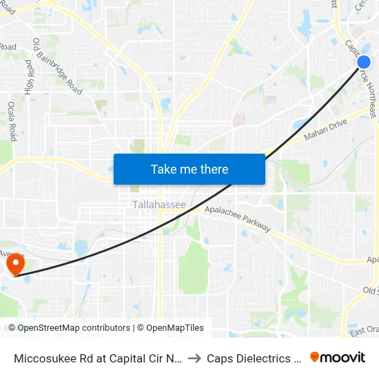 Miccosukee Rd at Capital Cir NE Eb to Caps Dielectrics Lab map