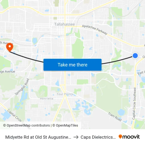 Midyette Rd at Old St Augustine St Nb to Caps Dielectrics Lab map