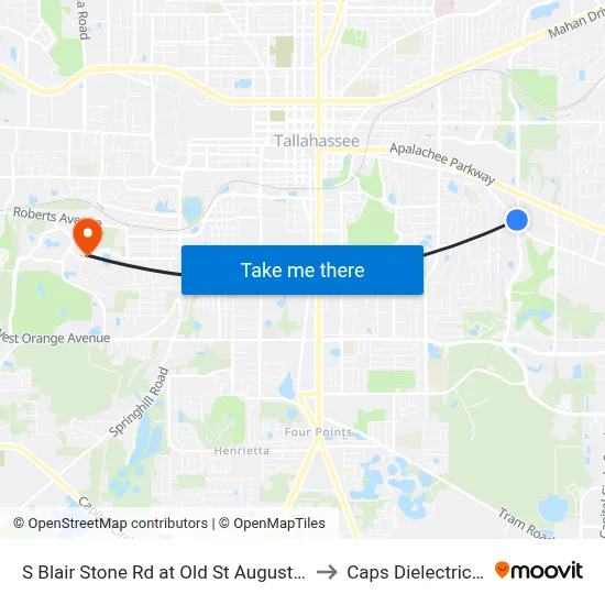 S Blair Stone Rd at Old St Augustine Rd Sb to Caps Dielectrics Lab map