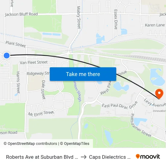 Roberts Ave at Suburban Blvd Wb to Caps Dielectrics Lab map