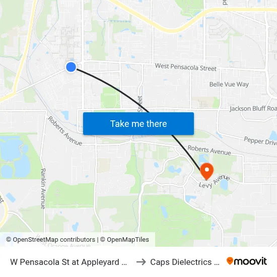 W Pensacola St at Appleyard Dr Eb to Caps Dielectrics Lab map