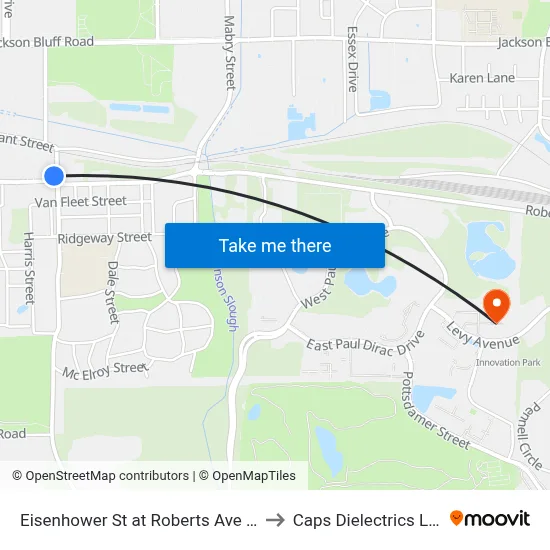 Eisenhower St at Roberts Ave Sb to Caps Dielectrics Lab map