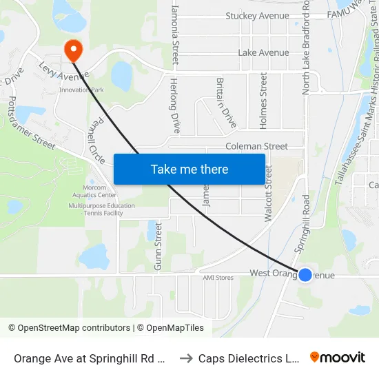 Orange Ave at Springhill Rd Wb to Caps Dielectrics Lab map