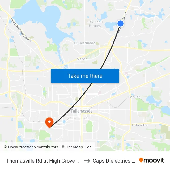 Thomasville Rd at High Grove Pl Sb to Caps Dielectrics Lab map