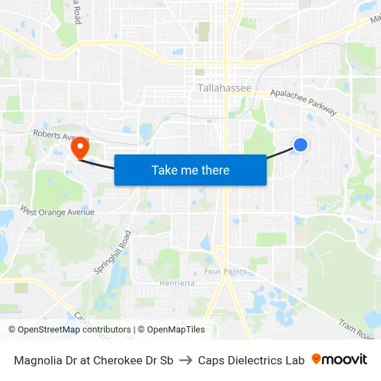 Magnolia Dr at Cherokee Dr Sb to Caps Dielectrics Lab map