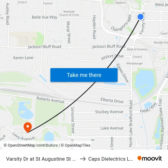 Varsity Dr at St Augustine St Sb to Caps Dielectrics Lab map
