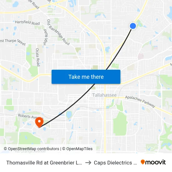 Thomasville Rd at Greenbrier Ln Nb to Caps Dielectrics Lab map