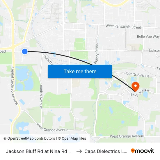 Jackson Bluff Rd at Nina Rd Wb to Caps Dielectrics Lab map