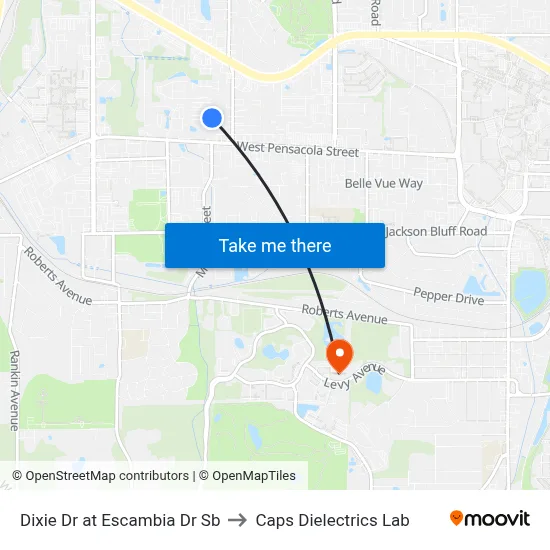 Dixie Dr at Escambia Dr Sb to Caps Dielectrics Lab map