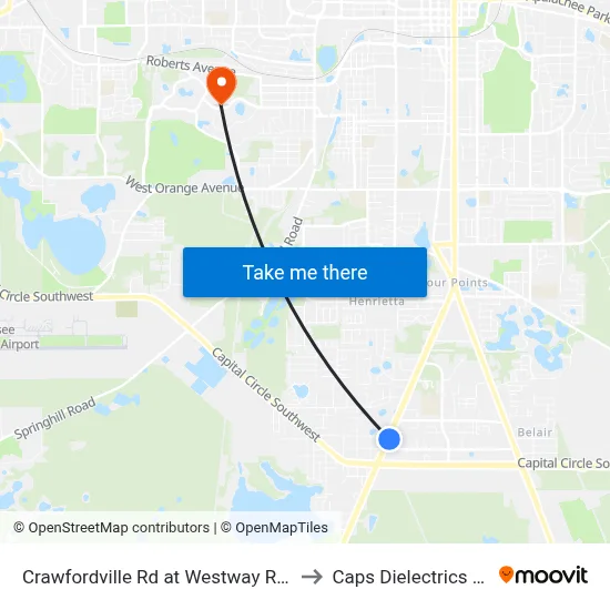 Crawfordville Rd at Westway Rd Nb to Caps Dielectrics Lab map