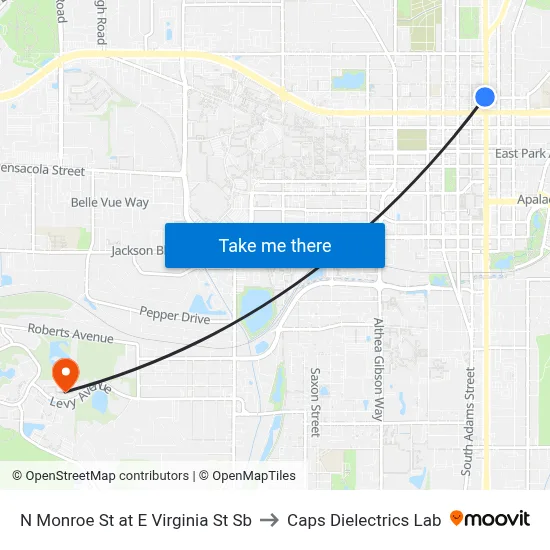N Monroe St at E Virginia St Sb to Caps Dielectrics Lab map