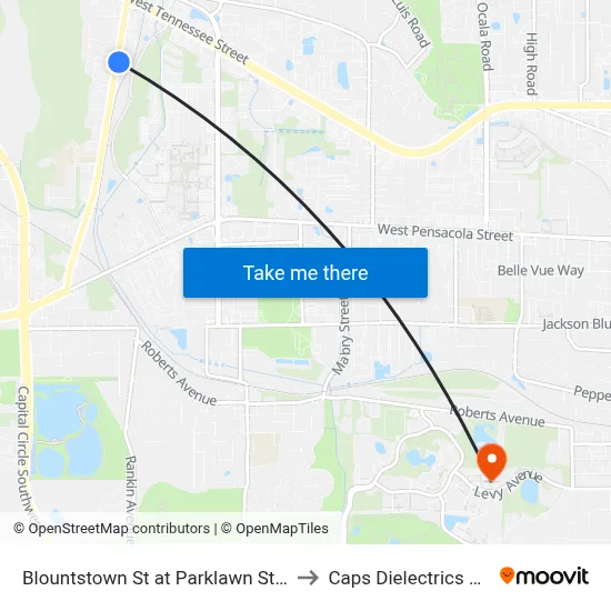 Blountstown St at Parklawn St Nb to Caps Dielectrics Lab map