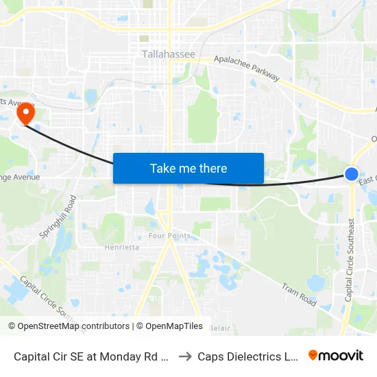 Capital Cir SE at Monday Rd Sb to Caps Dielectrics Lab map
