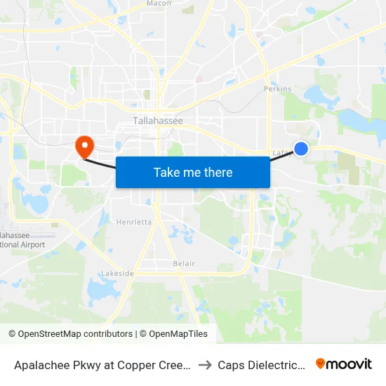 Apalachee Pkwy at Copper Creek Dr Wb to Caps Dielectrics Lab map