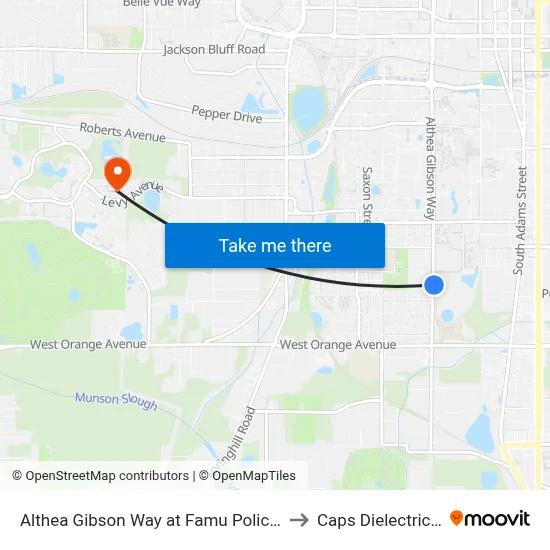 Althea Gibson Way at Famu Police Dept Nb to Caps Dielectrics Lab map