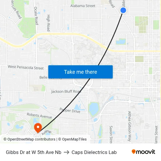 Gibbs Dr at W 5th Ave Nb to Caps Dielectrics Lab map