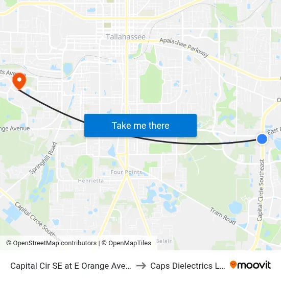 Capital Cir SE at E Orange Ave Sb to Caps Dielectrics Lab map