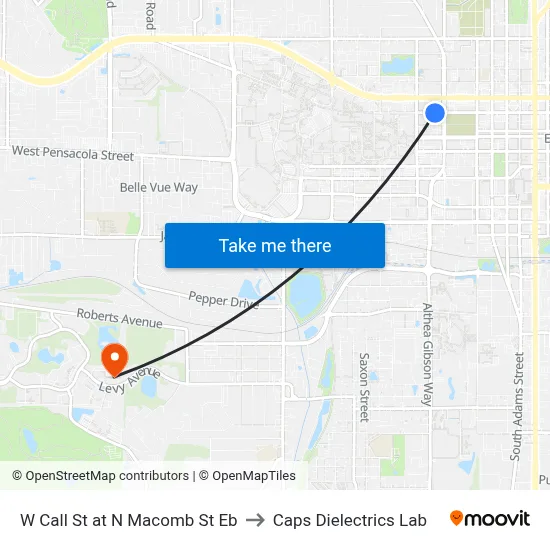 W Call St at N Macomb St Eb to Caps Dielectrics Lab map