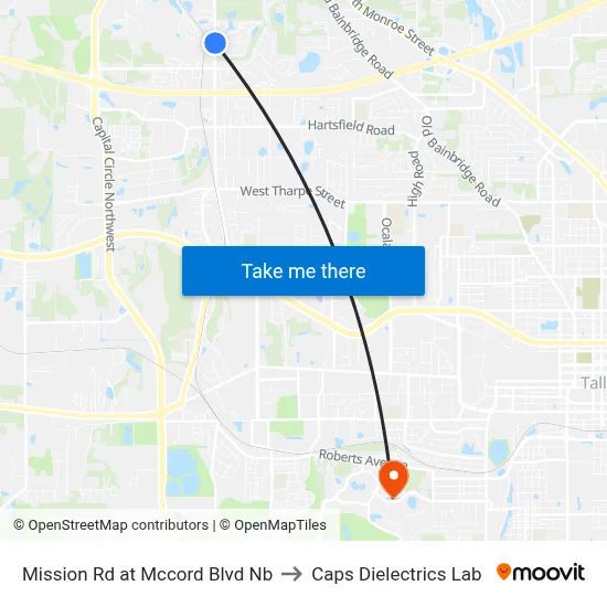 Mission Rd at Mccord Blvd Nb to Caps Dielectrics Lab map