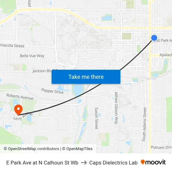E Park Ave at N Calhoun St Wb to Caps Dielectrics Lab map