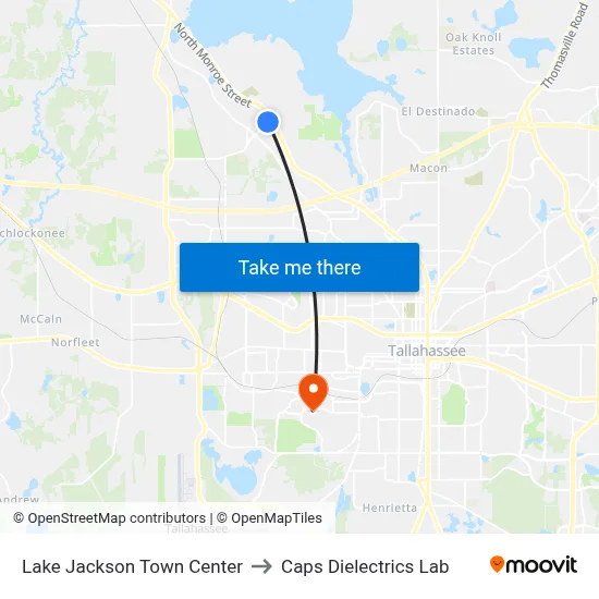 Lake Jackson Town Center to Caps Dielectrics Lab map
