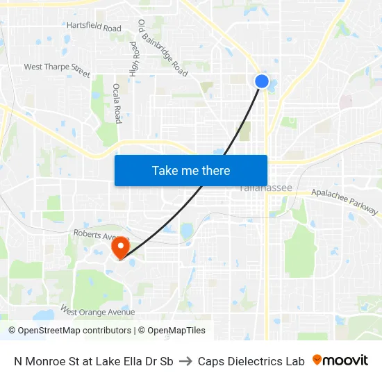 N Monroe St at Lake Ella Dr Sb to Caps Dielectrics Lab map