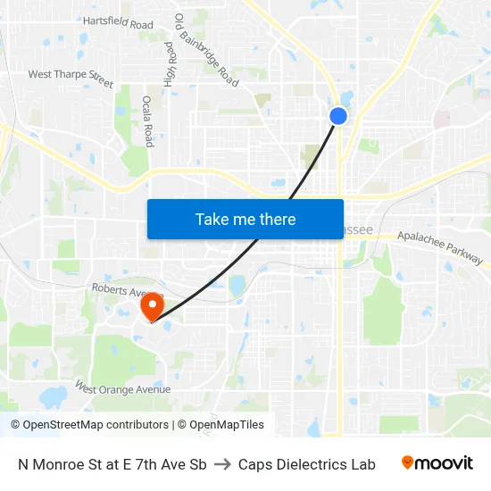 N Monroe St at E 7th Ave Sb to Caps Dielectrics Lab map