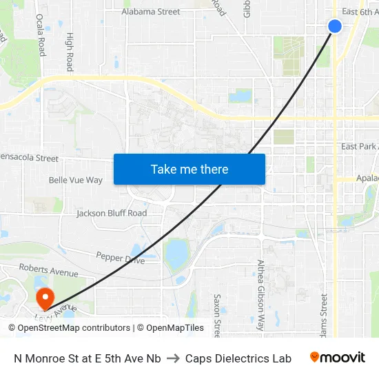 N Monroe St at E 5th Ave Nb to Caps Dielectrics Lab map