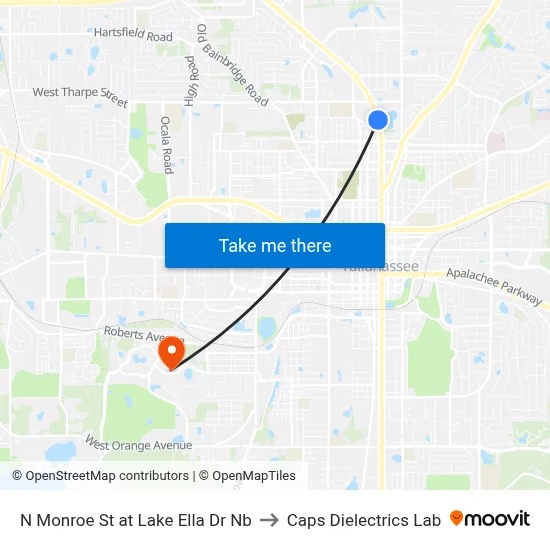 N Monroe St at Lake Ella Dr Nb to Caps Dielectrics Lab map