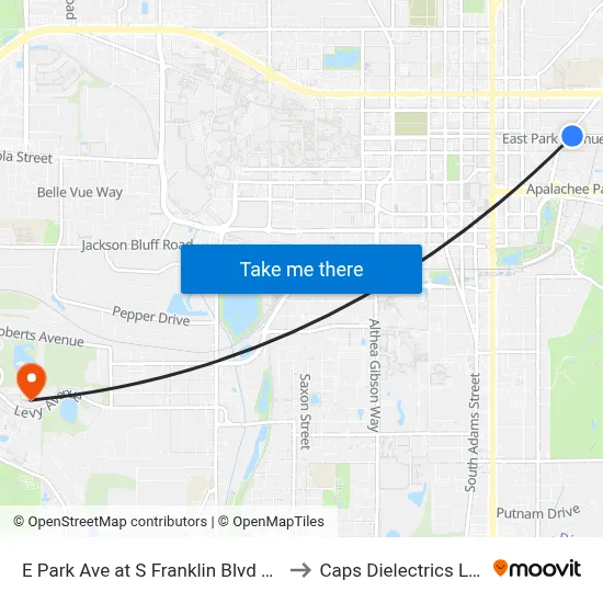 E Park Ave at S Franklin Blvd Wb to Caps Dielectrics Lab map