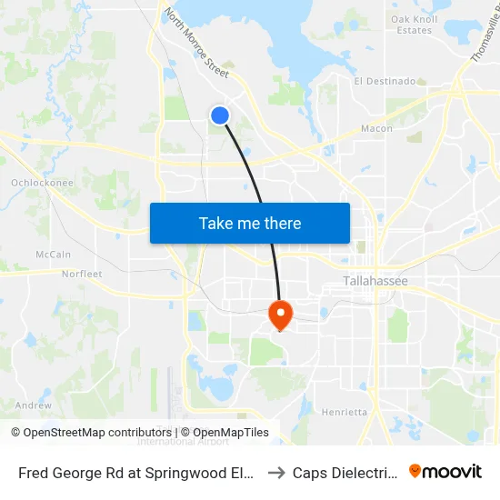 Fred George Rd at Springwood Elementary Sb to Caps Dielectrics Lab map