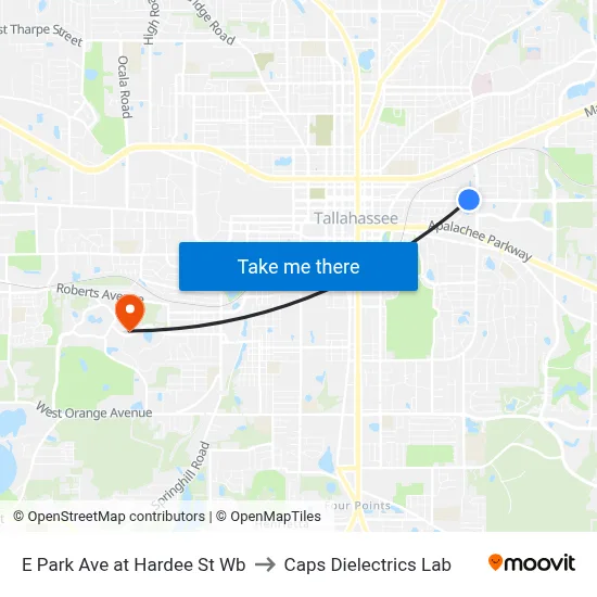 E Park Ave at Hardee St Wb to Caps Dielectrics Lab map