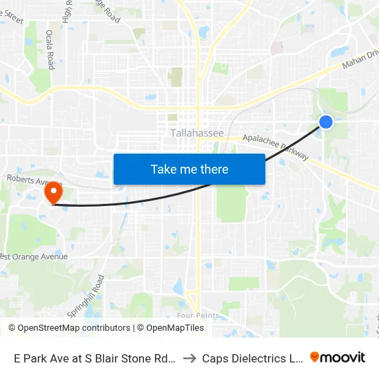 E Park Ave at S Blair Stone Rd Eb to Caps Dielectrics Lab map