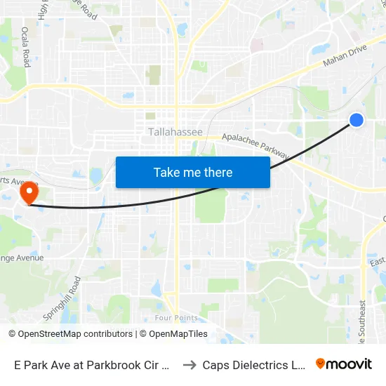 E Park Ave at Parkbrook Cir Wb to Caps Dielectrics Lab map