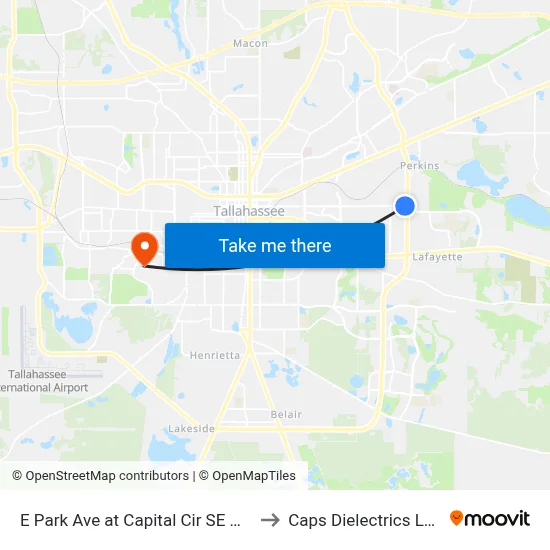 E Park Ave at Capital Cir SE Wb to Caps Dielectrics Lab map