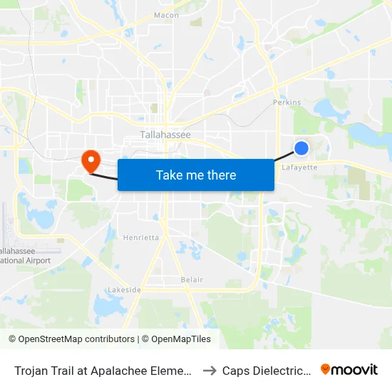 Trojan Trail at Apalachee Elementary Wb to Caps Dielectrics Lab map
