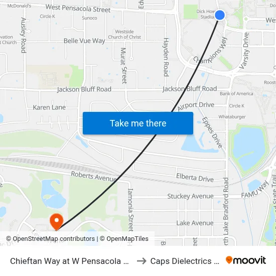 Chieftan Way at W Pensacola St Sb to Caps Dielectrics Lab map